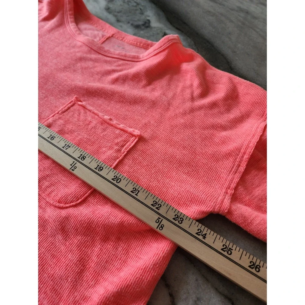 Aerie Coral‎ Pink Cropped Long Sleeve Pocket T Shirt Women Size S